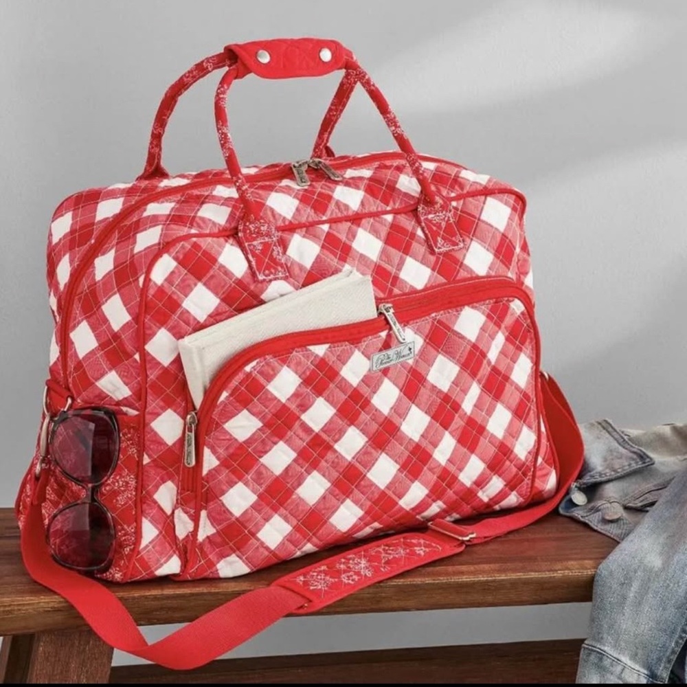 The Pioneer Woman Red and White Gingham Weekender Bag